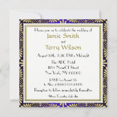 Gold Blue Art Deco Damask Einladung 2 (Rückseite)