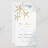 GOLD BLUE BEACHY STARFISH BRAUTPARTY EINLADEN DANKESKARTE (Vorderseite)