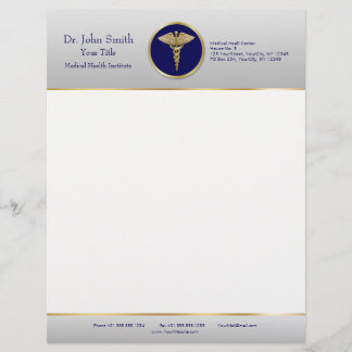 Gold Blue Beruflich Medical Caduceus Briefbogen