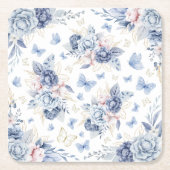 Gold & Blue Butterfys Boy Baby Shower Rechteckiger Pappuntersetzer (Vorderseite)