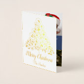 Gold Blue Christmas Tree Holiday Foto Collage Folienkarte (Vorderseite)