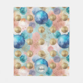 Gold & Blue Circle Muster mit Glitzer Akzenten Fleecedecke (Vorderseite)