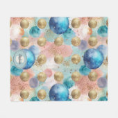 Gold & Blue Circle Muster mit Glitzer Akzenten Fleecedecke (Vorderseite (Horizontal))