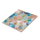 Gold & Blue Circle Muster mit Glitzer Akzenten Fliese (Seite)