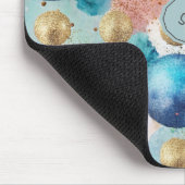Gold & Blue Circle Muster mit Glitzer Akzenten Mousepad (Ecke)