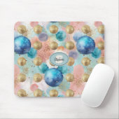Gold & Blue Circle Muster mit Glitzer Akzenten Mousepad (Mit Mouse)