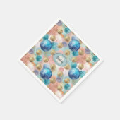 Gold & Blue Circle Muster mit Glitzer Akzenten Serviette (Ecke)