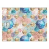Gold & Blue Circle Muster mit Glitzer Akzenten Tischdecke (Vorderseite (Horizontal))