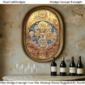Gold Blue Clock, Gears Screens Cogs DG8F Decoupage Seidenpapier