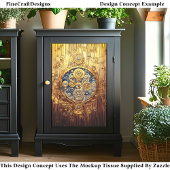 Gold Blue Clock, Gears Screens Cogs DG8F Decoupage Seidenpapier