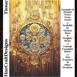 Gold Blue Clock, Gears Screens Cogs DG8F Decoupage Seidenpapier