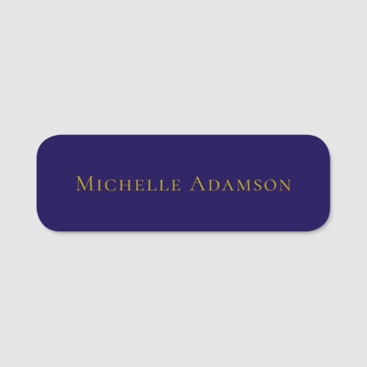 Gold & Blue Color Professional Plain Modern Namensschild (Vorderseite)