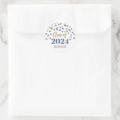Gold Blue Confetti Abschluss 2024 Runder Aufkleber (Tasche)