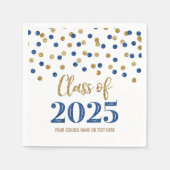 Gold Blue Confetti Class of 2025 Napkins Serviette (Vorderseite)
