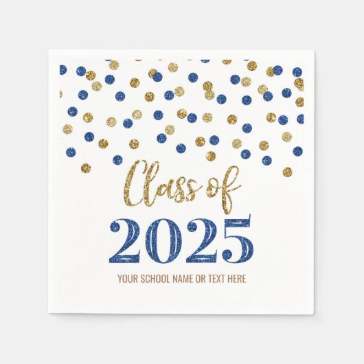 Gold Blue Confetti Class of 2025 Napkins Serviette (Vorderseite)