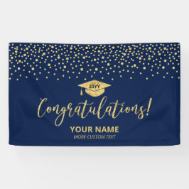 Gold & Blue Confetti Gratulation Abschluss Banner