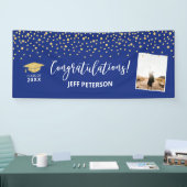 Gold & Blue Confetti Gratulation Abschluss Banner (Messe)