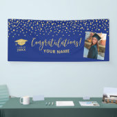 Gold & Blue Confetti Gratulation Abschluss Banner (Messe)