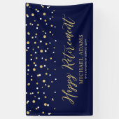 Gold & Blue Confetti | Happy Retirement Party Banner (Vertikal)