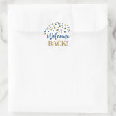 Gold Blue Confetti Welcome Back Round Aufkleber (Tasche)