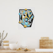 Gold & Blue Contemporary Geometric Abstraction Poster (Küche)