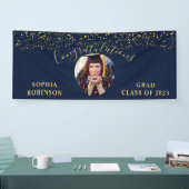 Gold Blue Custom Foto Graduation Party Banner (Messe)