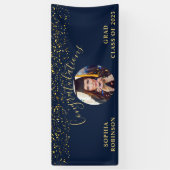 Gold Blue Custom Foto Graduation Party Banner (Vertikal)