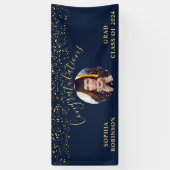 Gold Blue Custom Foto Graduation Party Banner (Vertikal)