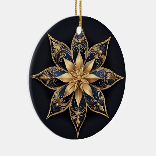 Gold Blue Decorative Blume Ornament (Rechts)