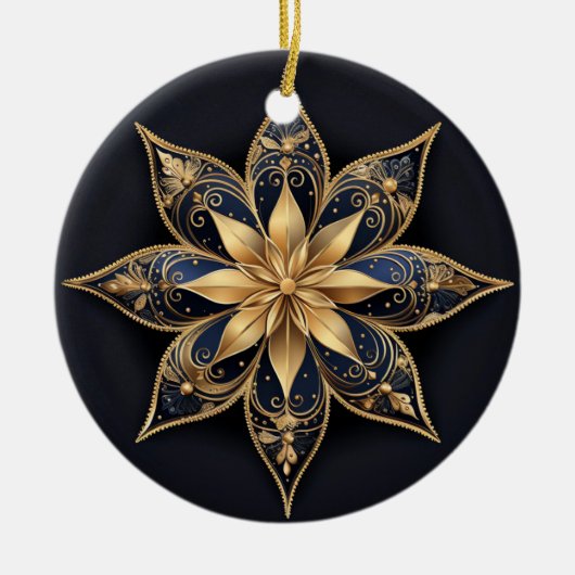 Gold Blue Decorative Blume Ornament (Vorne)