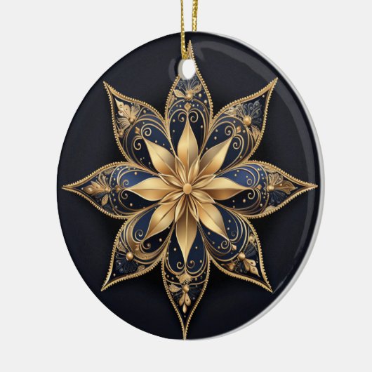 Gold Blue Decorative Blume Ornament (Links)