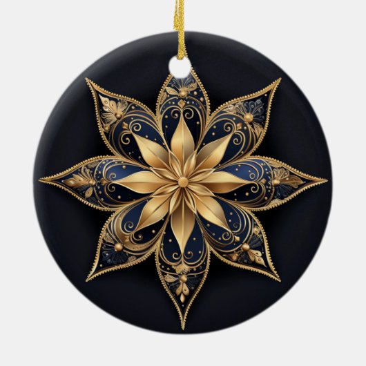 Gold Blue Decorative Blume Ornament (Hinten)