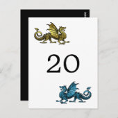 Gold Blue Dragon Tischnummer Postcard (Vorne/Hinten)