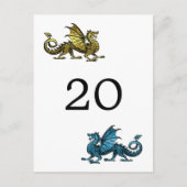 Gold Blue Dragon Tischnummer Postcard (Vorderseite)