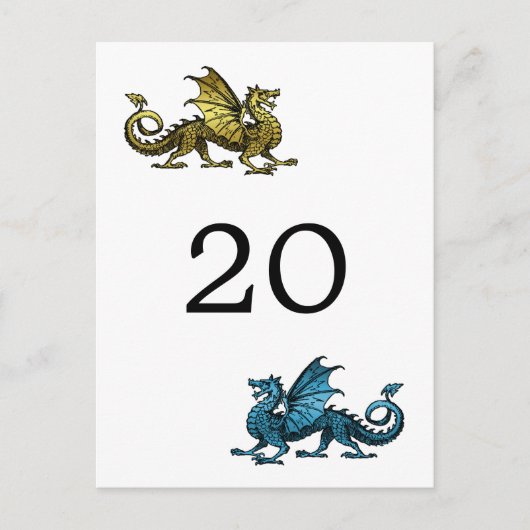 Gold Blue Dragon Tischnummer Postcard (Vorderseite)