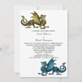 Gold Blue Dragon Wedding Einladung (Vorderseite)