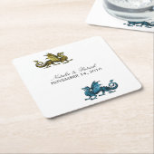 Gold Blue Dragon Wedding Paper Untersetzer (angewinkelt)