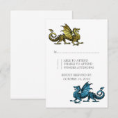 Gold Blue Dragon Wedding Response Card RSVP Karte (Vorne/Hinten)