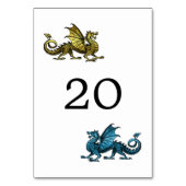Gold Blue Dragon Wedding Table Card Tischnummer (Rückseite)