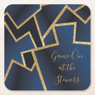 Gold Blue Dreidels Rechteckiger Pappuntersetzer