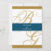 Gold Blue Elegant Script Monogram Wedding Einladung (Rückseite)