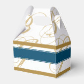 Gold Blue Elegant Script Monogram Wedding Geschenkschachtel (Rückseite)