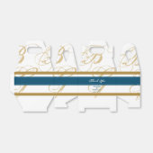 Gold Blue Elegant Script Monogram Wedding Geschenkschachtel (Ungefaltet)