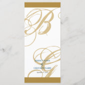 Gold Blue Elegant Script Monogram Wedding Menükarte (Rückseite)