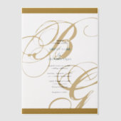 Gold Blue Elegant Script Monogram Wedding Pergament Einladungen (Vorderseite)