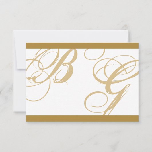 Gold Blue Elegant Script Monogram Wedding RSVP Karte (Rückseite)