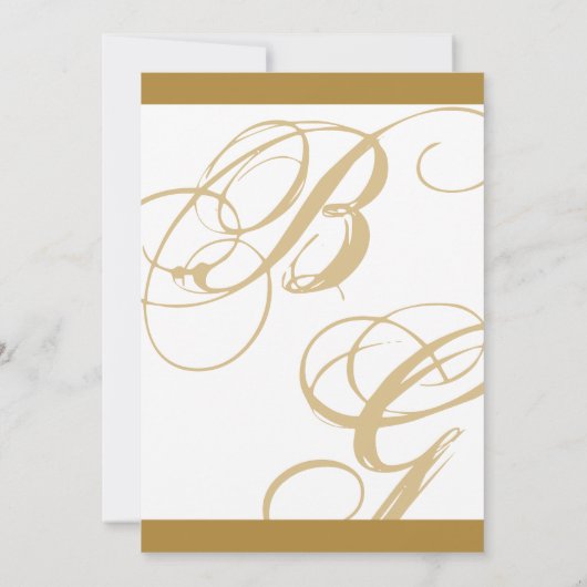 Gold Blue Elegant Script Monogram Wedding Save The Date (Rückseite)