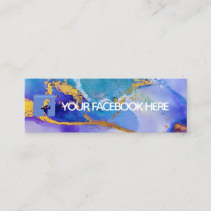 Gold Blue Facebook Watercolor Social Media Mini Visitenkarte