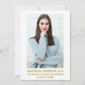 Gold Blue Floral Grad Party Einladung - Foto Zurüc (Rückseite)