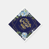 Gold Blue Floral Quinceanera Serviette (Ecke)
